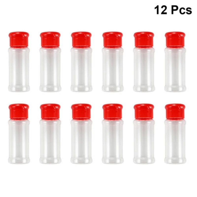 12 PCS Red 12 шт. пластик Spice Солонка и перечница с дырочками сверху приправа Jar Может Kichen Главная Посуда - Цвет: 12 PCS Red