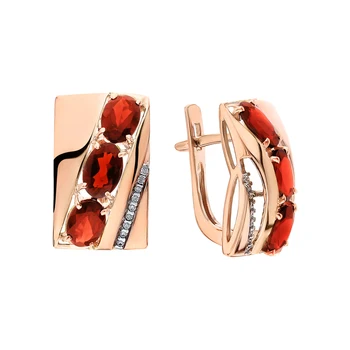 

Gold earrings with cubic zirconia and Garnet sunlight sample 585