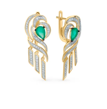 

Gold earrings with emeralds and diamonds sunlight sample 585 test