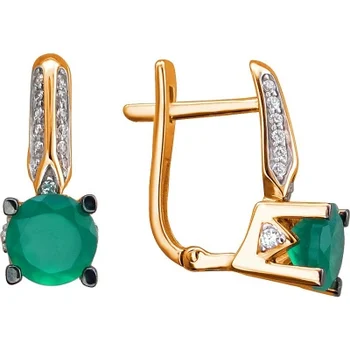 

Esthete earrings with agate and cubic zirconia in red gold