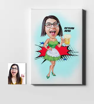 

Personalized Bar Maid Cartoon Canvas Print (50x70 cm.) 1