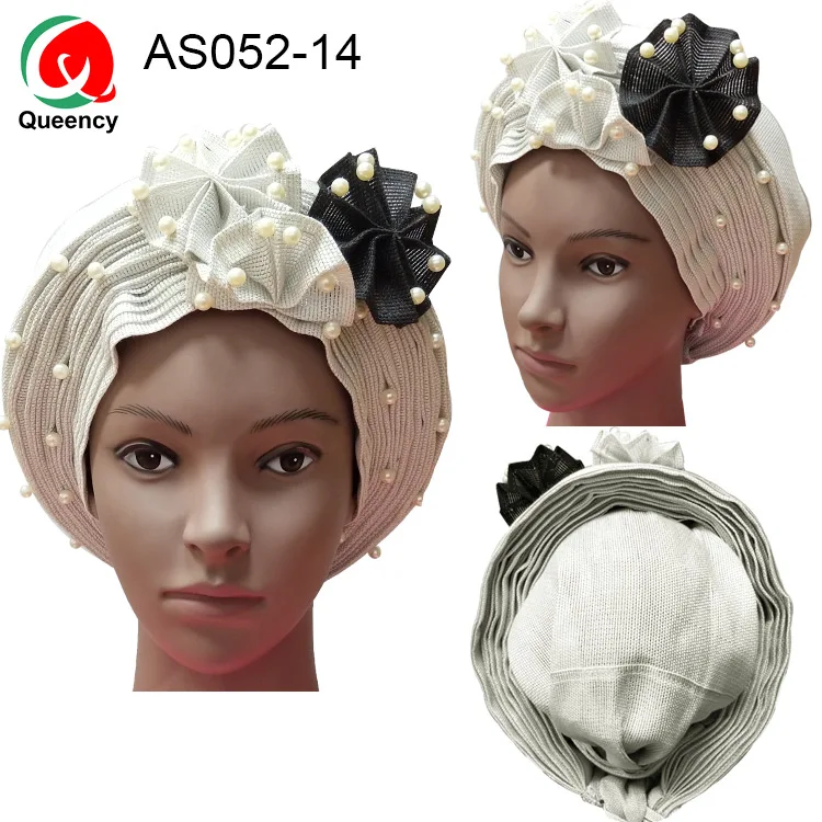 AS052 DHL- дизайн ASO OKE повязка на голову с бисером Авто Африканский Цветочный гель женщины в нигерийском стиле головной убор для свадьбы и вечеринки - Цвет: AS052-14