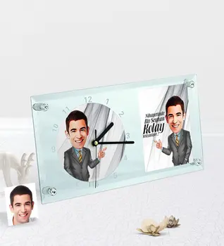 

Personalized Mr Easy Grow Caricature Of Desktop Glass clock-2