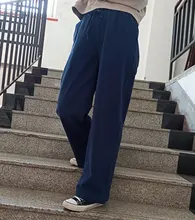 Pantalones de algodón para mujer, pantalón harén de cintura alta, holgado, suave, blanco, azul, informal, para verano, 2021