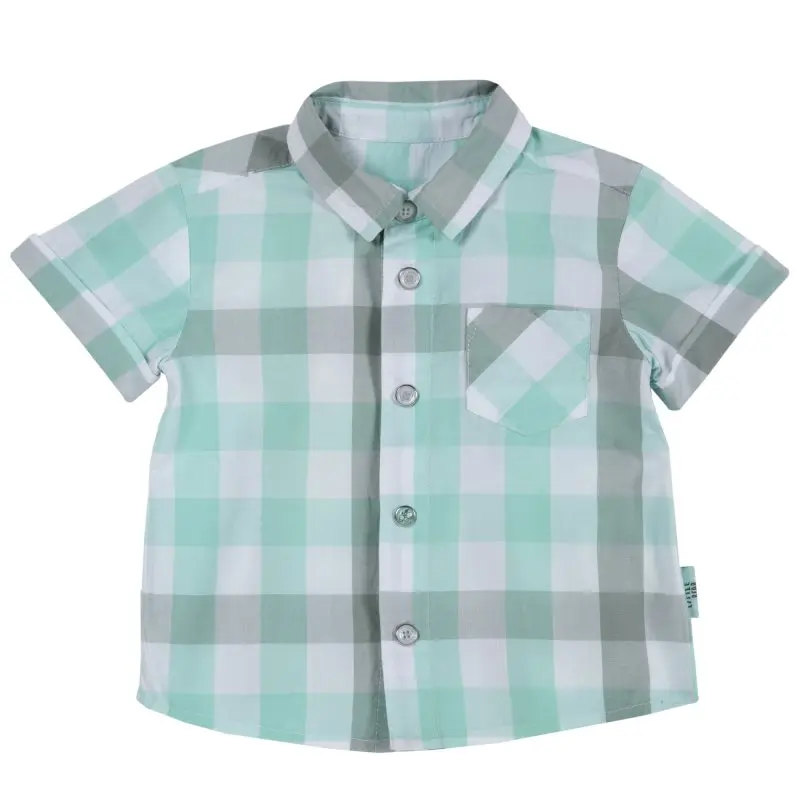 Shirt Chicco 086 white-green-gray cage | Мать и ребенок