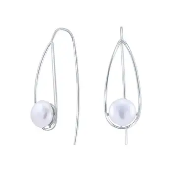 

Silver drop earrings silver wings with pearls