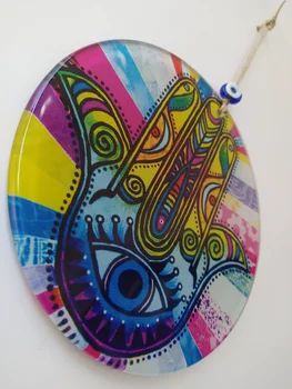 

Colorful Hamsa Hand Evil Eye 16cm Glass Bead Turkish Big Amulet for Wall Hanging Talisman Charm Protector Boho Home / Room Decor