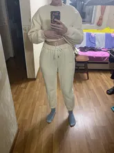 Tracksuit Women Joggers Sweatpants Crop-Tops Stacked Ensemble 2piece-Set And Fleece WOTWOY