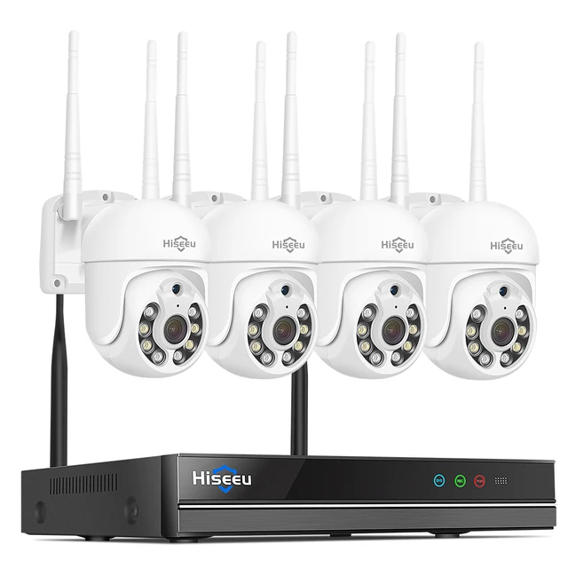 Hiseeu 8CH Wireless CCTV System 1536P 1080P NVR wifi Outdoor 3MP AI IP Camera Security System Video Surveillance LCD monitor Kit PTZ camera system