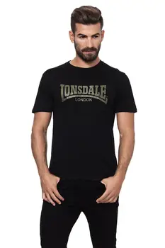 

Lonsdale man T-shirt short sleeve in black color with the brand in the chest cotton prints (18077)