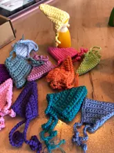 Muñecas de arcoíris de madera de ganchillo, en gorros para Pastel, bloques apilables, muñecas NATURALES DE MADERA EN sombrero tejido, juguete Montessori, 6/12 Uds.