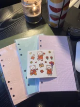 Cuaderno de hojas sueltas A5 A6, 40 hojas, recambio de papel, carpeta espiral, índice de páginas internas, planificador diario semanal mensual