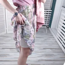 REALEFT-faldas largas plisadas con estampado Floral para mujer, faldas largas de tul, de cintura alta, sueltas, para primavera y verano, 2021