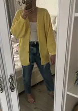 Kimono Cardigan Sweaters Lantern Berrygo V-Neck Knitted Female Women Sleeve-Button Streetwear