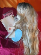 KooKaStyle-Peluca de cabello sintético para mujer, largo ondulado, parte Natural, lateral, fiesta, resistente al calor, Rubio degradado, Brizilan