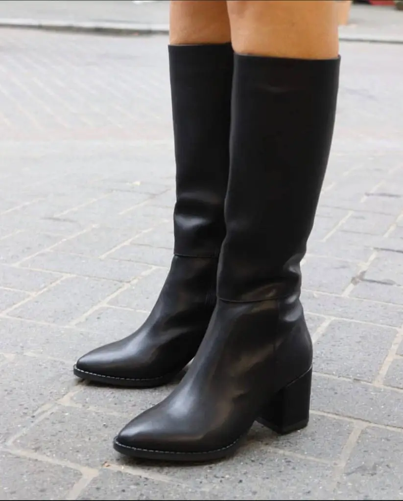 Tuwoshoes/женские сапоги до колена на высоком каблуке; Цвет Черный