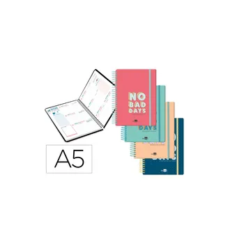 

School AGENDA led 20-21 CLASSIC DIN-A5 BILINGUE week view spiral closure with rubber 12 units