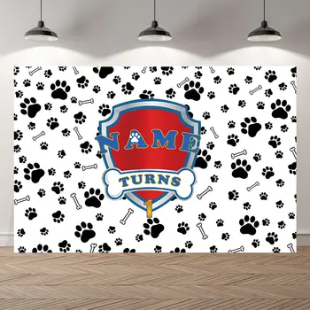 

Seekpro Photography cartoon Background Kids Baby girl Birthday Banner Backdrop Dog Party Paw bone boy Photo Background Photocall