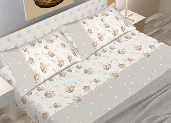 

Full bed sheets 100% cotton pattern C.N. Fancy hydrangea color Gray