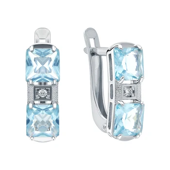 

Silver earrings with cubic zirconia and Topaz imitation sunlight sample 925