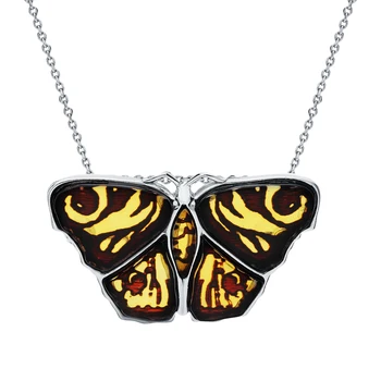 

Silver Pendant with amber sunlight sample 925