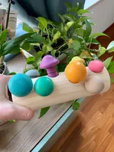 Bloques de arcoíris de madera Montessori para bebé, juego de recolección de setas, juguetes educativos de madera para bebé, ensamblaje a juego con forma de desarrollo