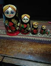 Matryoshka-Muñeca de madera de 5 capas con pintura rusa, muñeco clásico de fresa de la suerte, decoración para el hogar, #38