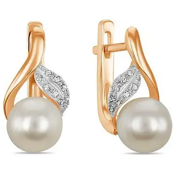 

Lucas gold earrings with pearls and diamonds in red gold