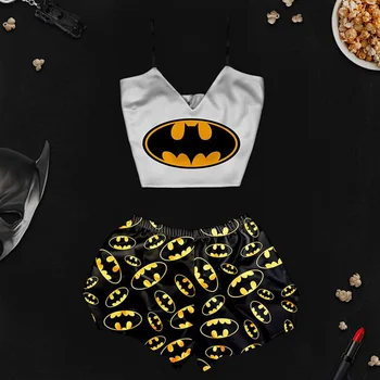 

Women's silk pajamas "Batman" top + shorts