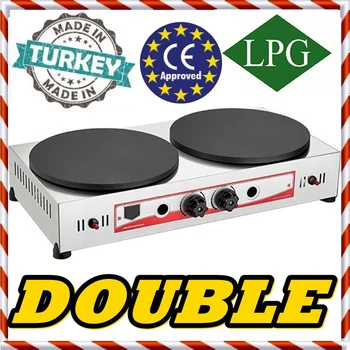 

Non-Stick TEFLON COATED DUAL COOKERS PROPANE GAS DUAL 16 '' 40 cm Commercial CREPE Pancake Griddle Maker Machine PROFESSIONAL