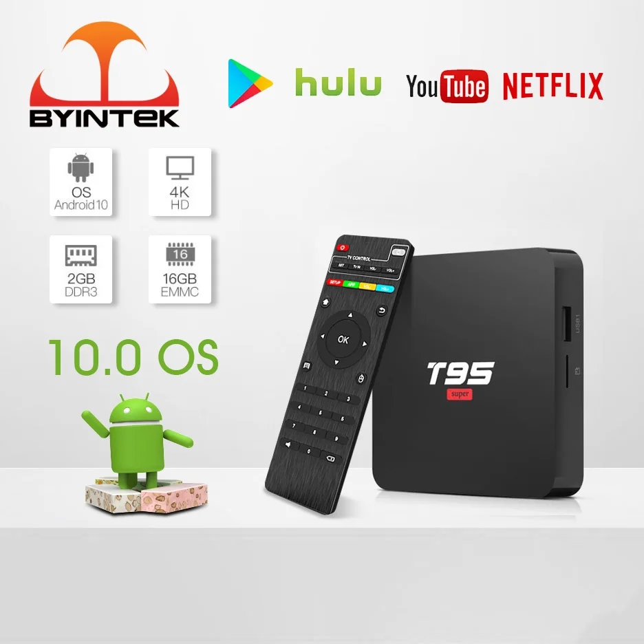 BYINTEK TV Box Android 10.0 OS 2G+16G 2.4G WIFI Chipset3229 Media Player Netflix Hulu player 4K Youtube for projector | Электроника