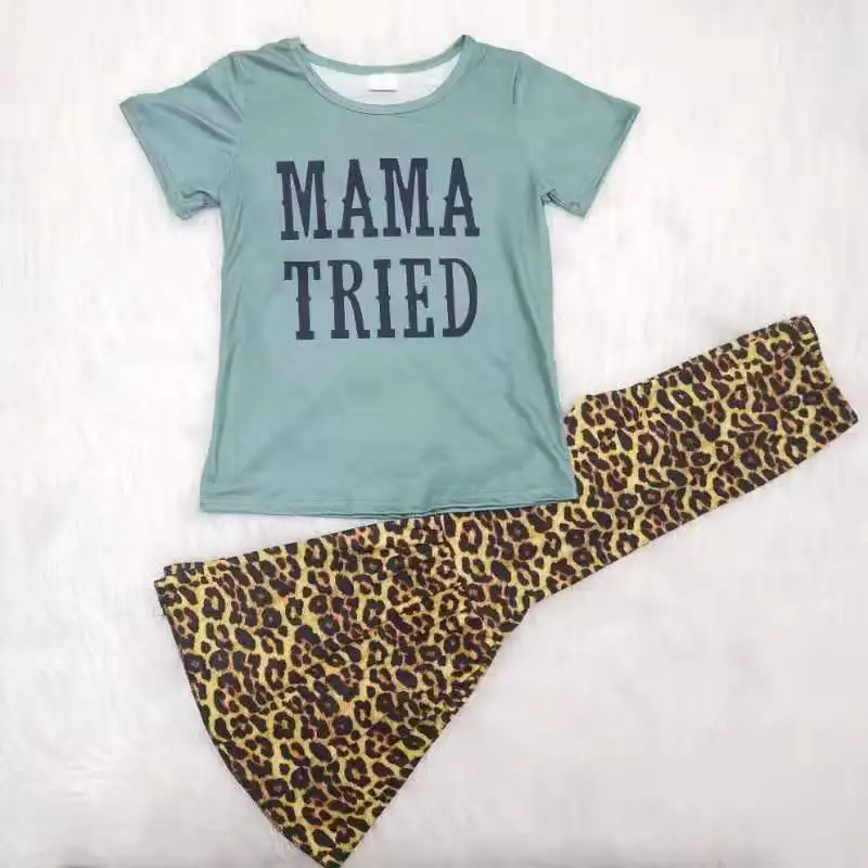 Экран: топ с короткими рукавами и принтом матч клеш брюки для девочек Одежда