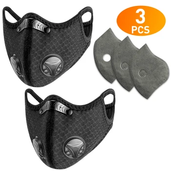 

KN95 Cycling Face Mask Filter Anti Pollution Breathable PM 2.5 Activated Carbon Dust Respirator Mask Washable Sports Bike Mask