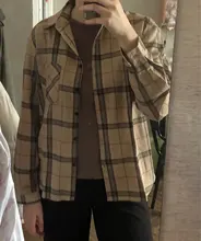 Plaid Shirts Outwear Spring Womens Blouses Checked-Tops Long-Sleeve Loose Female Autumn