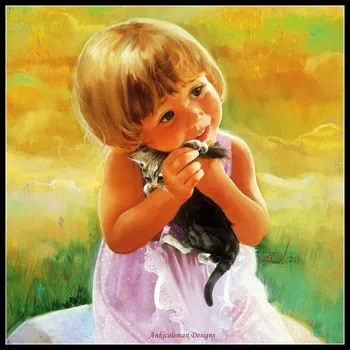 

Embroidery Counted Cross Stitch Kits Needlework - Crafts 14 ct DMC Color DIY Arts Handmade Decor - Cute Kitty