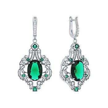 

Silver earrings with alpanite and cubic zirconia sunlight sample 925