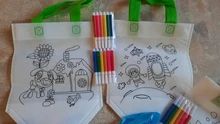 Juego de bolsas de Grafiti de manualidades con rotuladores para niños, juego de 5 bolsas de tela no tejida para pintar a mano, con relleno de colores para manualidades, GYH