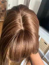 ALAN EATON-Peluca de cabello sintético liso para mujer, cabellera artificial corto y rubio con flequillo, color marrón degradado, estilo Cosplay, resistente al calor