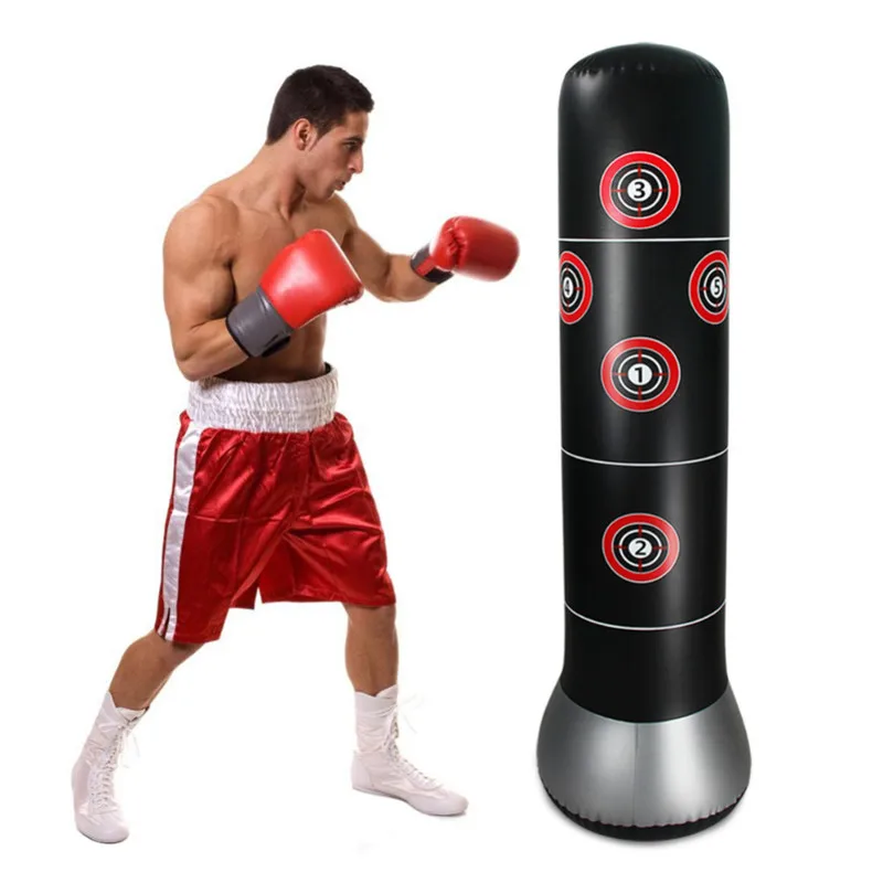 1.5M Red Free-Standing Inflatable Punching Bag Stand Speed Boxing Training Bags 