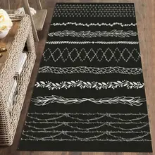 Else Черный Белый богемный аутентичный Morrocan 3d принт нескользящие микрофибры Моющиеся беговые Коврики для прихожей