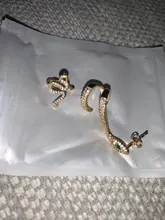 Artilady-Conjunto de 2 uds. De pendientes de clip para mujer, color dorado, accesorios de piedra de serpiente, pendiente con abalorio