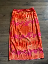 Faldas de estilo informal bohemio para mujer, faldas de cintura alta con estampado Floral, color Naranja, a media pierna, para playa, fiesta y vacaciones