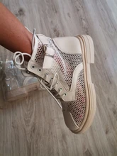 Rimocy hueco de malla de verano botines de mujer transpirable cremallera Casual zapatos de mujer Zapatos de tacón bajo botines bajos blanco