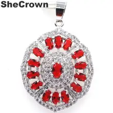 43x28 мм красивый красный кровяной Рубин натуральный женский подарок серебряный кулон