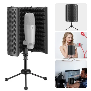 

Neewer NW-13 Foldable Compact Microphone Isolation Shield with Tripod Stand, Studio Sound Absorbing Foam Reflector for Recording