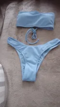 Bikini sin tirantes de cintura alta para mujer, bañador Sexy, traje de baño acolchado, de Color puro monokini, novedad de 2021