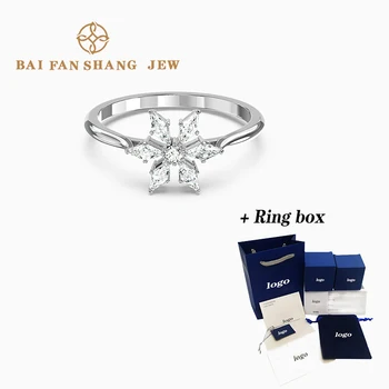 

2020 Fashion Jewelry SWA New MAGIC Ring Charming Snowflake-Shaped White Gold Female Engagement Ring Wild Romantic Jewelry Gift