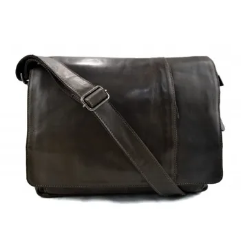 

Genuine italian leather shoulder bag notebook messenger bag ipad laptop ladies men dark green