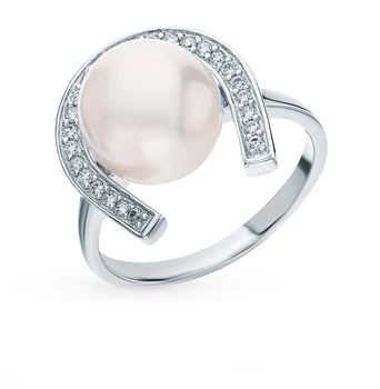 

Silver ring with cubic zirconia and pearls sunlight sample 925