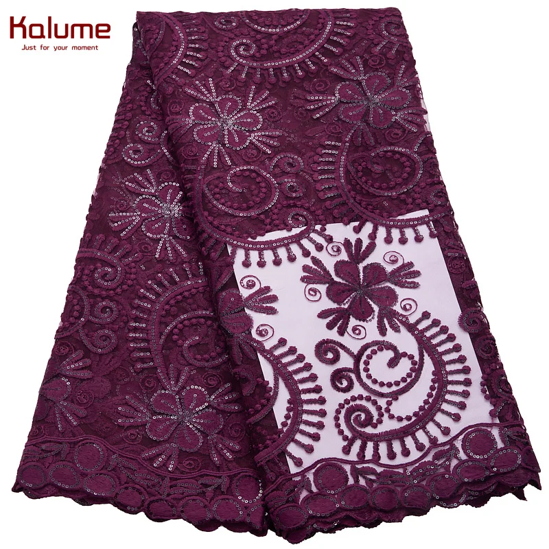 

Kalume African Tissue French Tulle Fabric Cloth Nigerian Tulle Lace Fabrics Sequins For Sewing Wedding Cloth Women Dress F2787